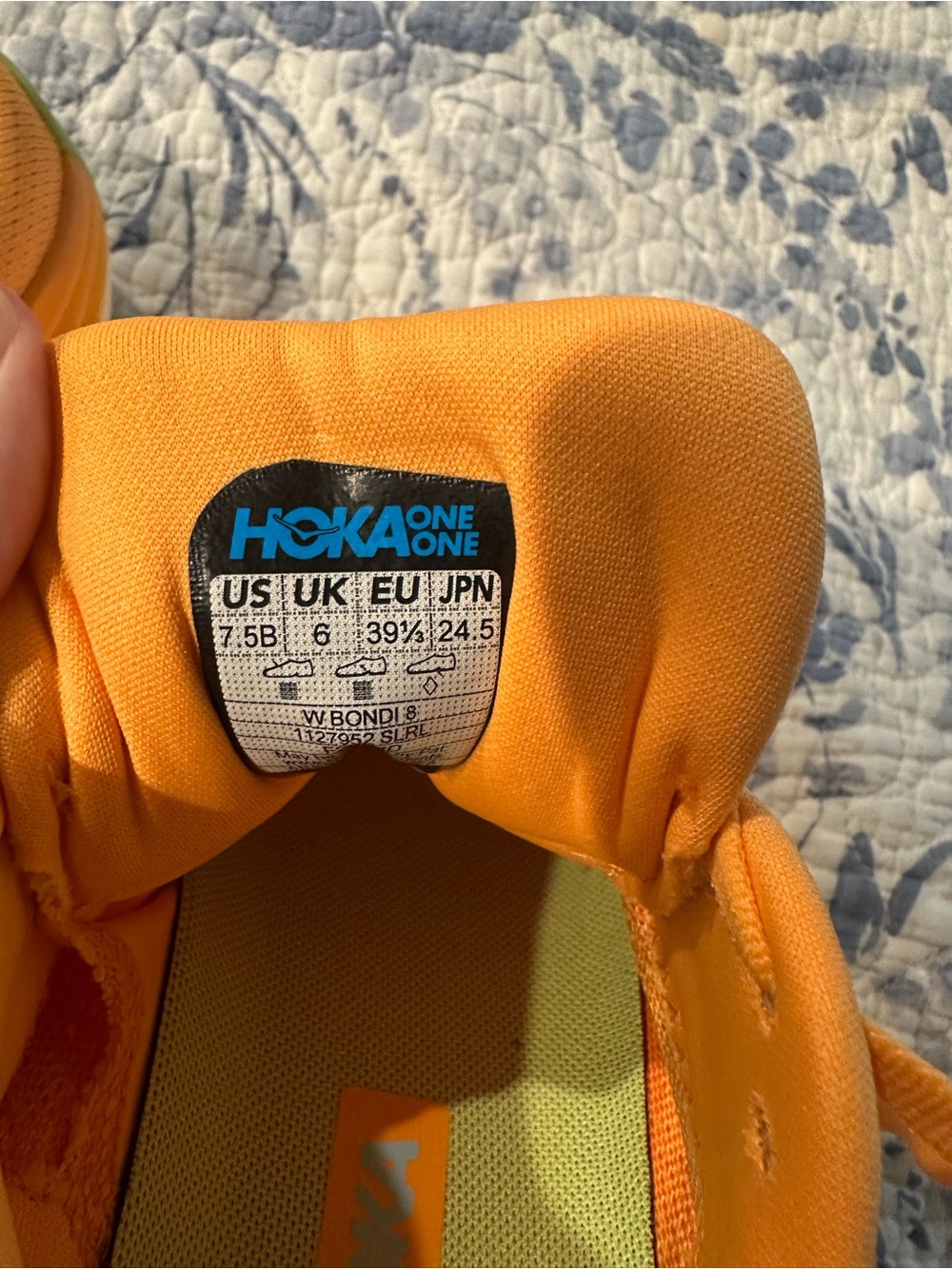 Hoka Orange Athletic Running Shoes with Light Blue Logo - Picture 7 of 9